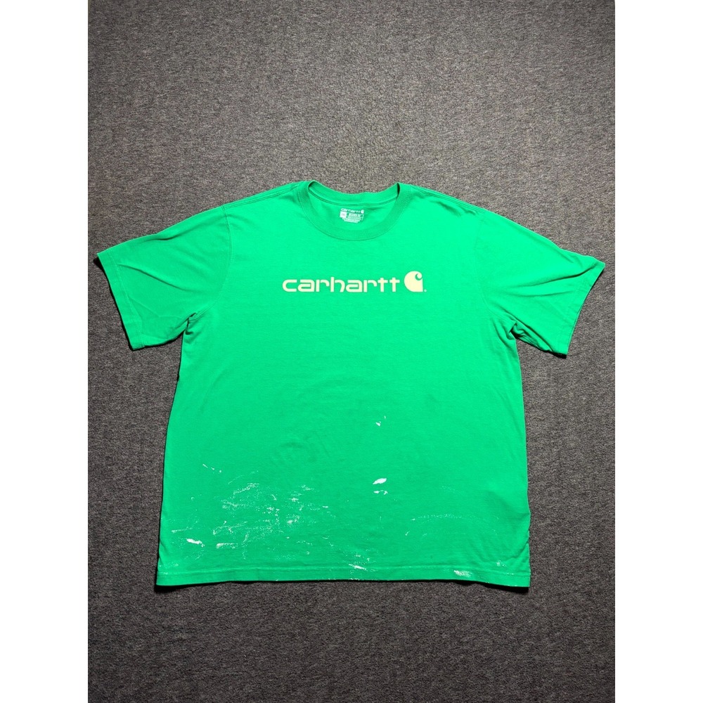 Carhartt Dearborn Relaxed Logo T Shirt Mens 2XL Green Short Sleeve Crew Neck